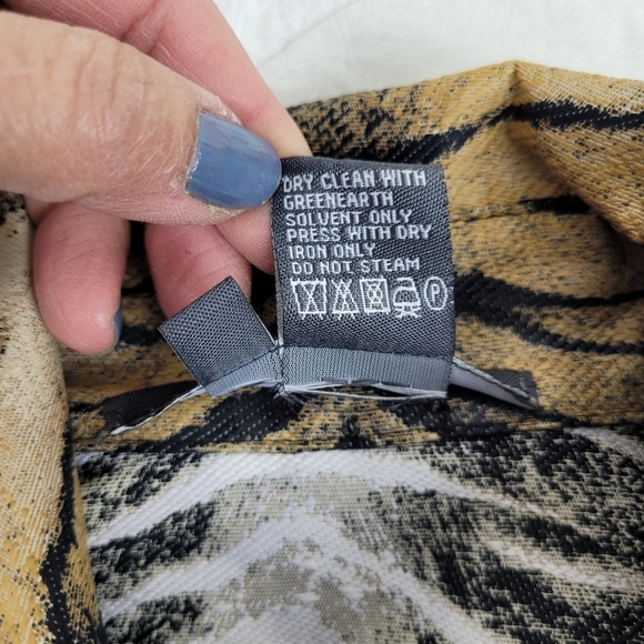 Per Se tiger print trench coat double breasted with belt shoulder tabs edgy 4 - Picture 12 of 15